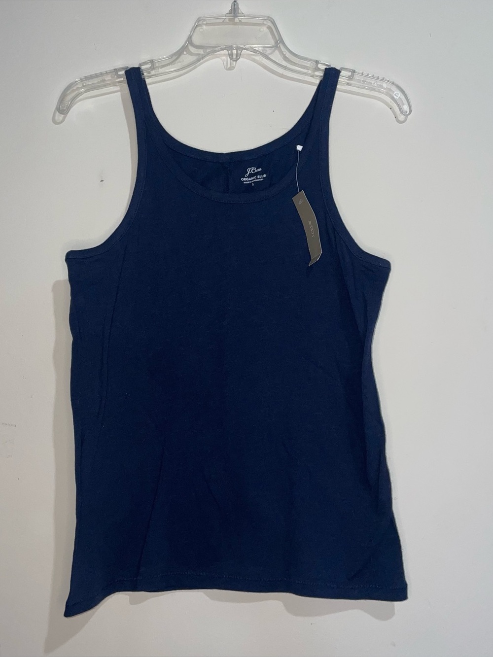 J. Crew Navy Organic Slub Tank Top L 100% Cotton Simple Normcore NWT Classic